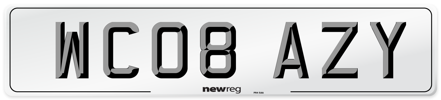 WC08 AZY Number Plate from New Reg